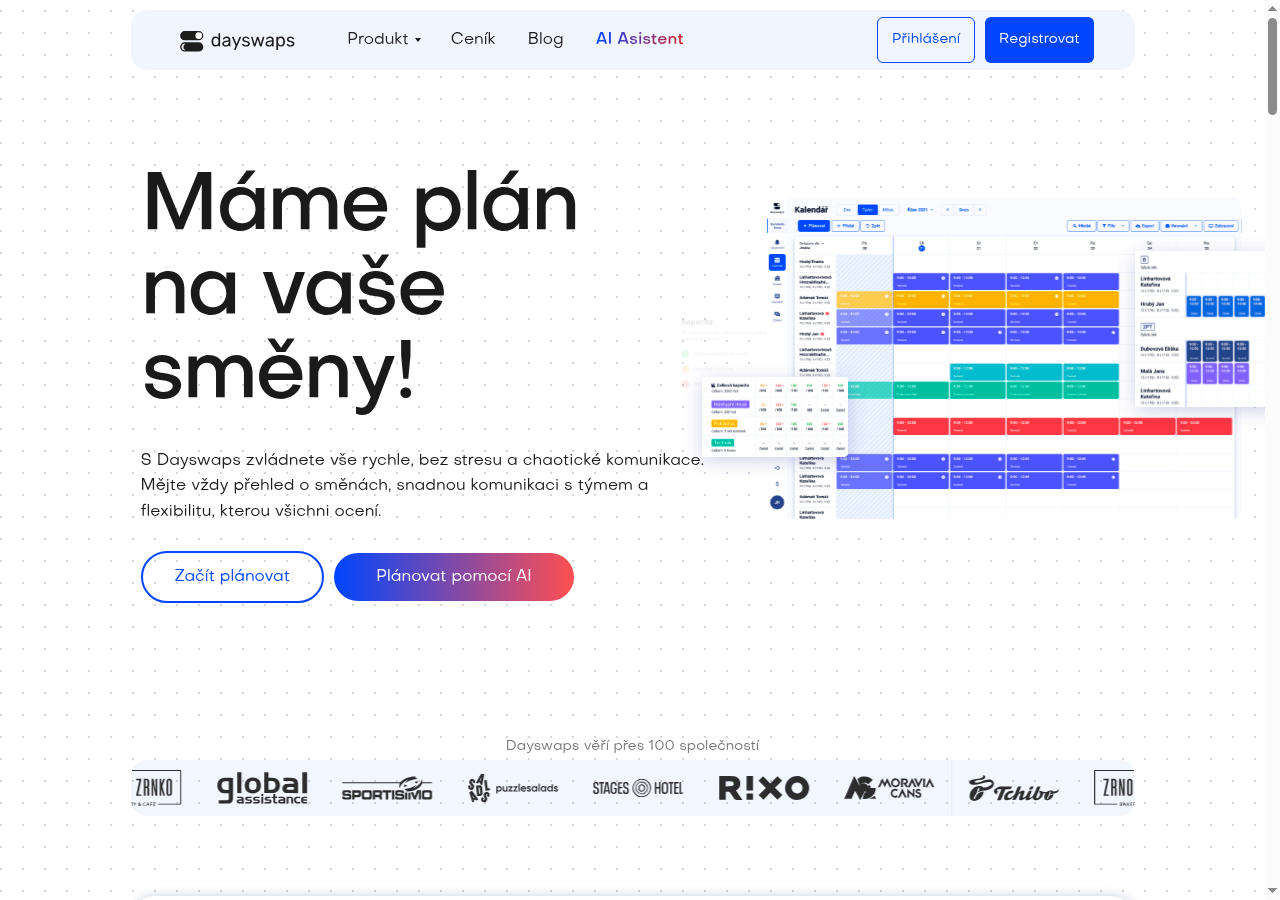Screenshot of the Dayswaps homepage